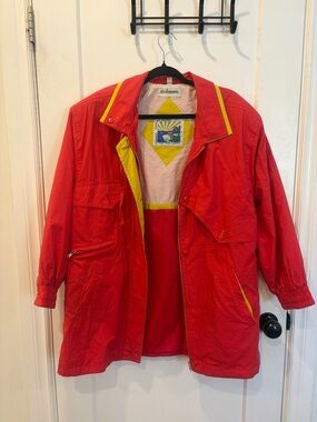 Vintage Red Windbreaker with Yellow Trim